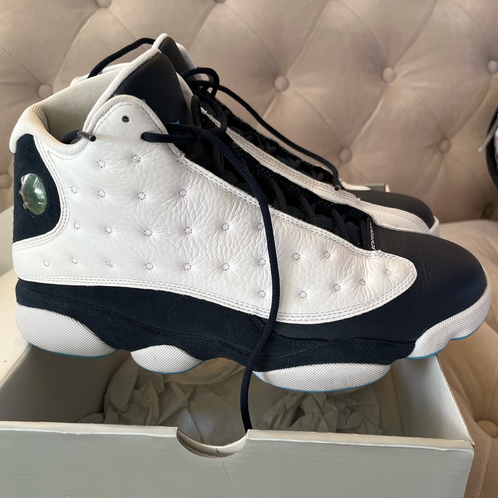 Men’s Air Jordan 13 Retro White French Blue Black Multi Basketball Shoes - Picture 1 of 15